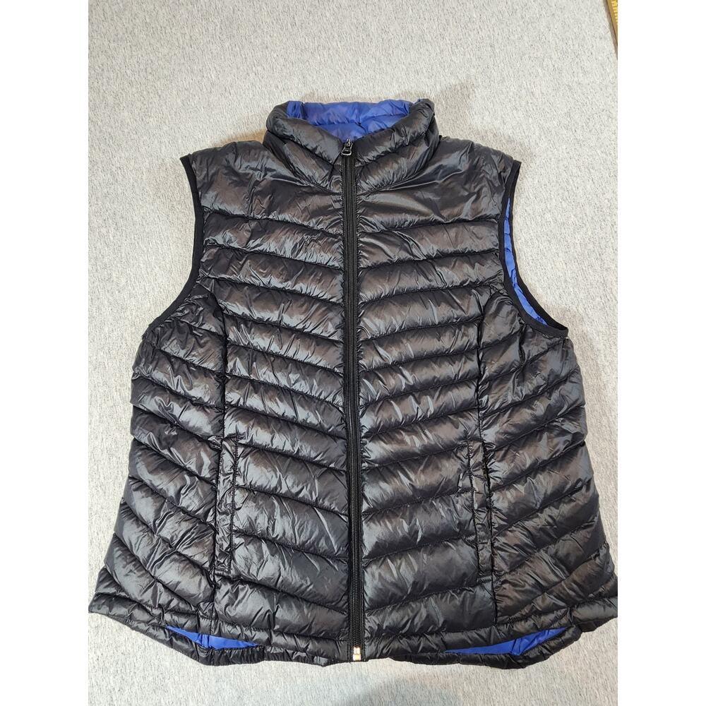 Bernardo Goose Down Puffer Vest Black Blue Women’s Size Large Lightweight